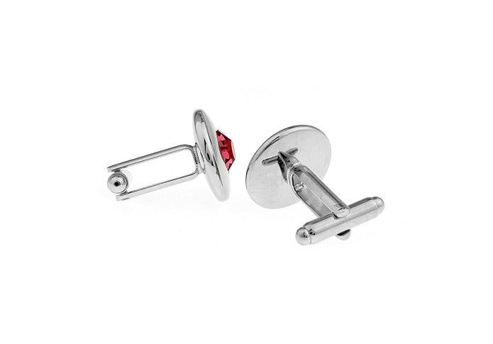 Jazzberry Crystal Cufflinks Big Center Cut Crystal with Silver Trim Cuff Links