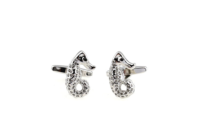 Seahorse Cufflinks Silver Rhodium Platted 3D Design Cuff Links