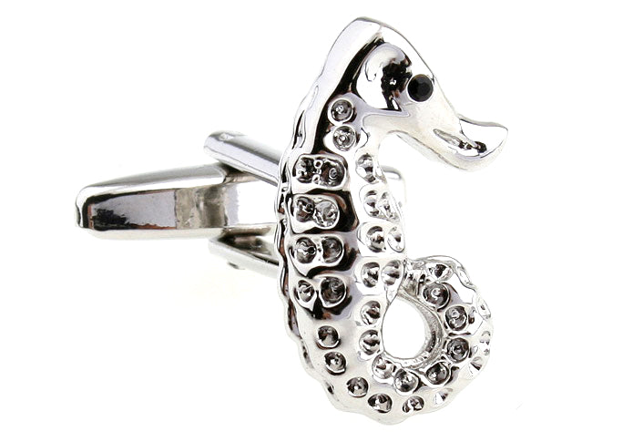 Seahorse Cufflinks Silver Rhodium Platted 3D Design Cuff Links