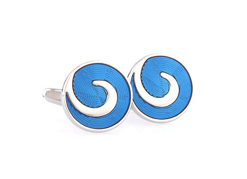 Spiral Jetty Cufflinks Shades of Blue Circle Design Cuff Links Executive Jewelry Power Cuffs Gift for Dad