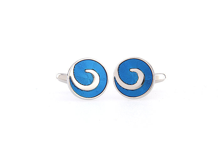 Spiral Jetty Cufflinks Shades of Blue Circle Design Cuff Links Executive Jewelry Power Cuffs Gift for Dad