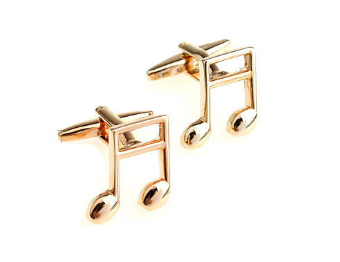 JayPins Gold Music Note Cufflinks featuring a polished gold double note design — the perfect accessory for musicians, teachers, and performers.
