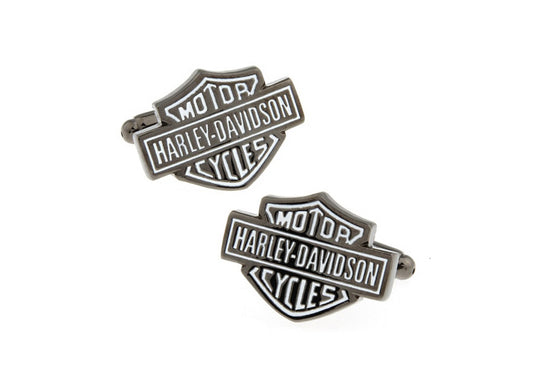 Harley-Davidson Cufflinks White Enamel Motor Cycles Logo Motorcycle Cuff Links