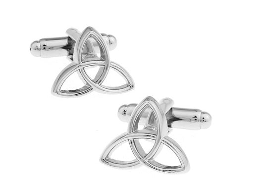 JayPins Silver Celtic Trinity Knot Cufflinks – polished silver cufflinks featuring the trinity knot symbol representing unity, faith, and eternal strength; perfect for weddings, anniversaries, or meaningful gifts.