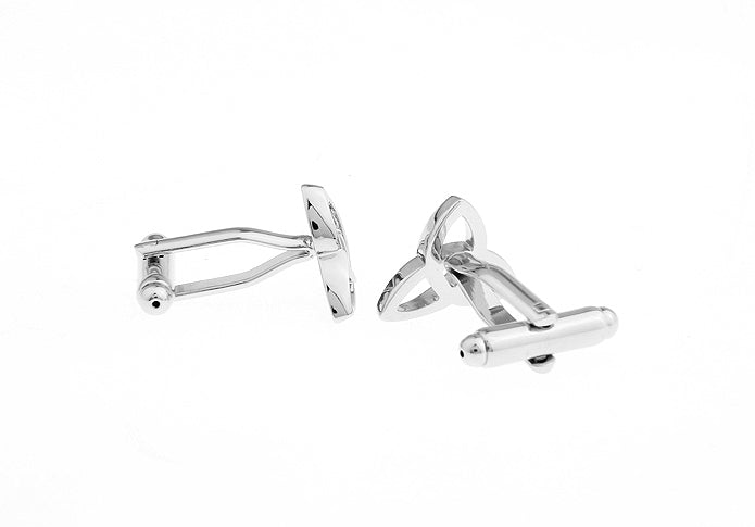 JayPins Silver Celtic Trinity Knot Cufflinks – polished silver cufflinks featuring the trinity knot symbol representing unity, faith, and eternal strength; perfect for weddings, anniversaries, or meaningful gifts.
