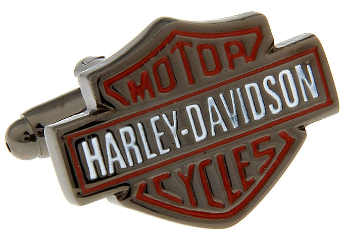 Harley-Davidson Cufflinks Orange Enamel Motor Cycles Logo Motorcycle Cuff Links