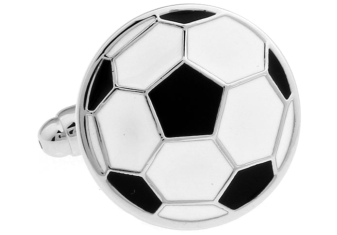 Soccer ball cufflinks on a white background