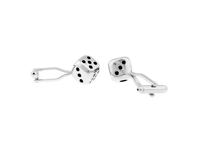 Dice Cufflinks Silver Black enamel  side