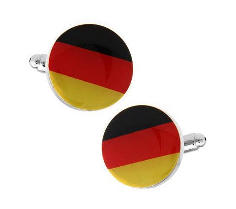 Cufflinks with German flag design on a white background