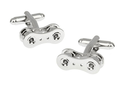Silver bike chain cufflinks for cyclists and bike lovers