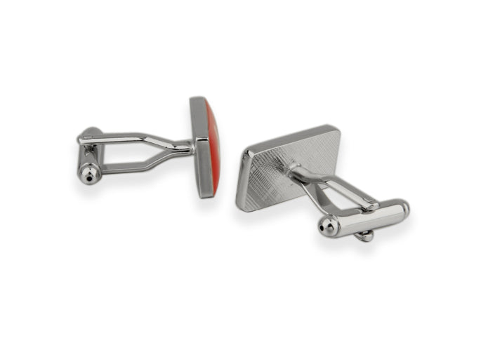 Switzerland Flag Cufflinks featuring the red and white Swiss cross design with a polished silver frame, designed by JayPins for patriotic style and national pride.