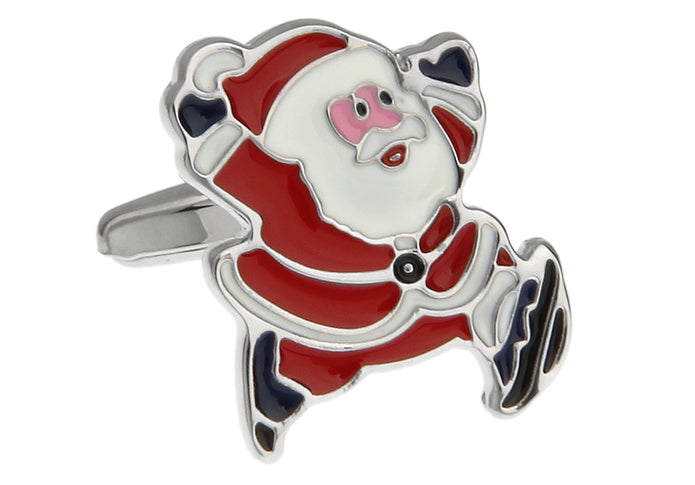 Metallic Santa Claus brooch on a white background