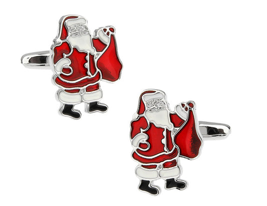 Santa Claus cufflinks on a white background