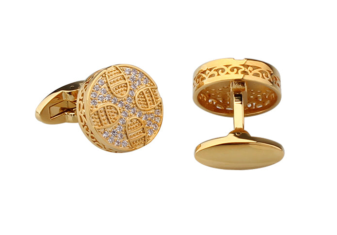 Exquisite Gold Cross Cufflinks with Clear Crystals Accents – Elegance and Faith Combined