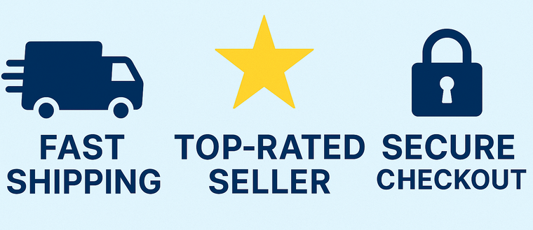 JayPins.com trust badges banner highlighting Fast Shipping, Top-Rated Seller, and Secure Checkout — building confidence for customers shopping cufflinks, tie bars, and lapel pins.