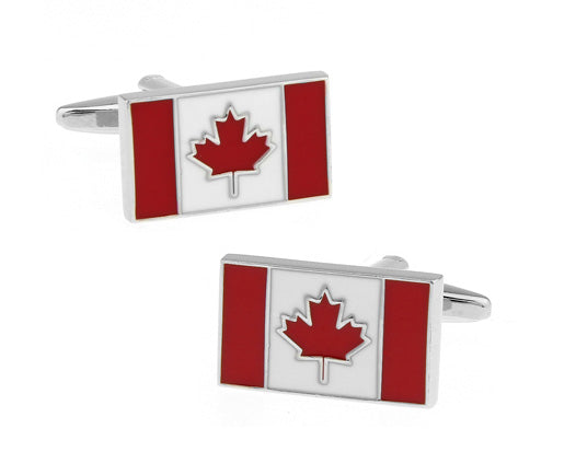 Canada Flag Cufflinks Enamel Design Bullet Backing The National Flag Of Canada Cuff Links Canadian Flag Cufflinks