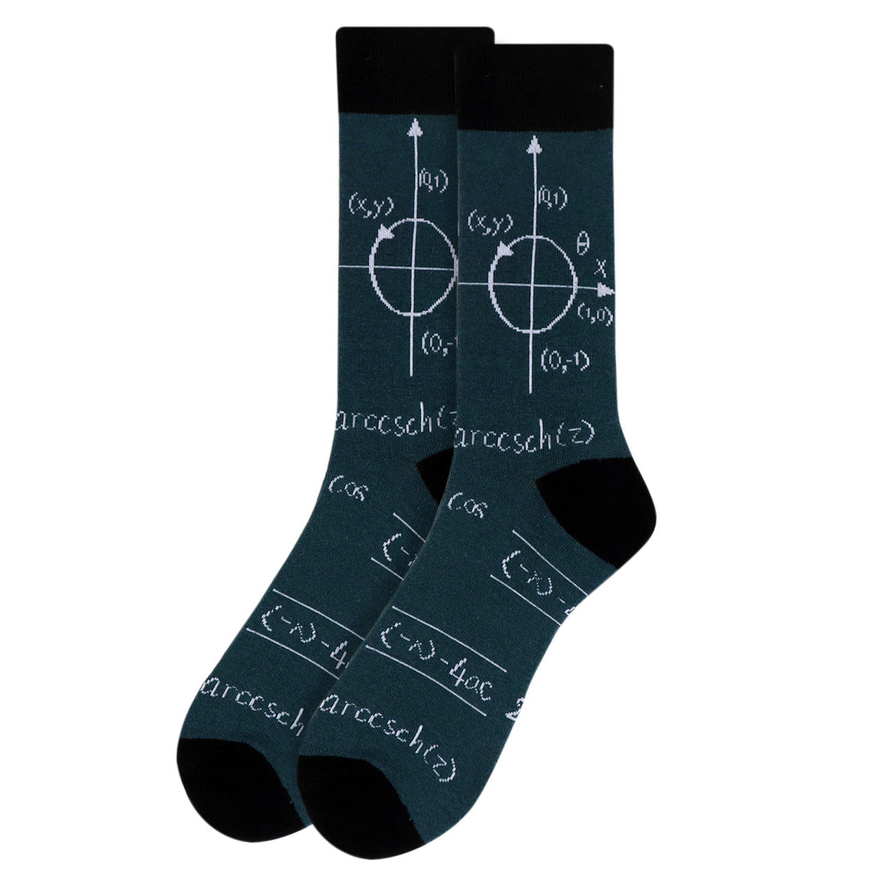 Fun Socks Men's Math Genius Novelty Socks Black and Green Math Lovers Gift for Teacher Mathematics Professor