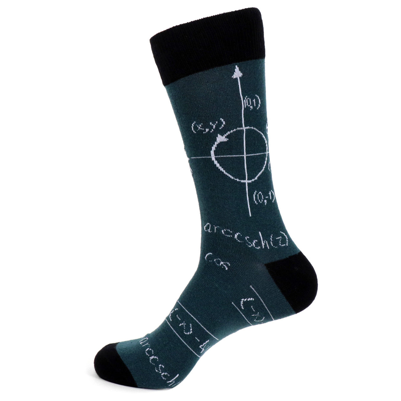 Fun Socks Men's Math Genius Novelty Socks Black and Green Math Lovers Gift for Teacher Mathematics Professor