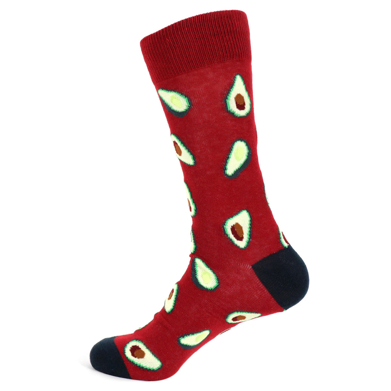 Fun Socks Men's Avocado Novelty Socks Burgundy For Guacamole Lovers Everywhere Dad Gifts