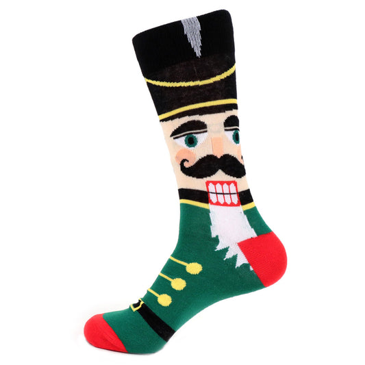 Nutcracker Socks Fun Socks Men's Christmas Novelty Socks Green and Red Christmas Theme Socks Gifts Holiday Socks