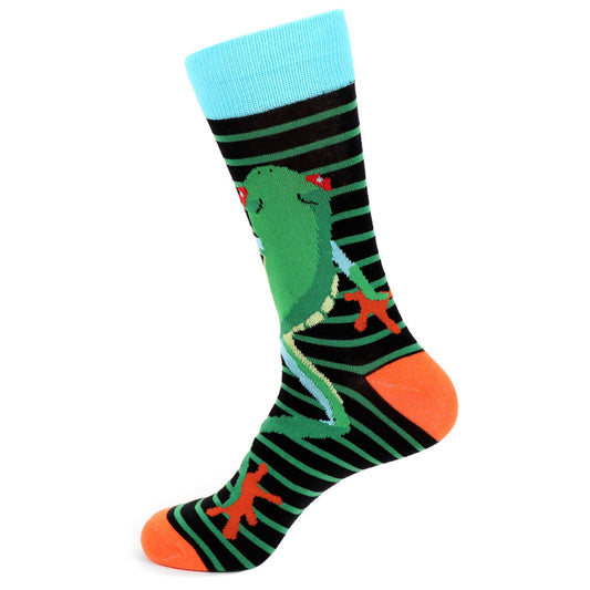 Big Frog Socks Fun Crazy Red Eye Tree Frog Stripe Socks Novelty Crew Socks Cool Frog Kicking Back Lazy Day Fun