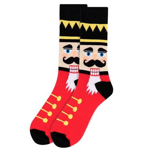 Nutcracker Socks Fun Socks Men's Christmas Novelty Socks Red and Yellow Christmas Theme Socks Gifts Holiday Socks