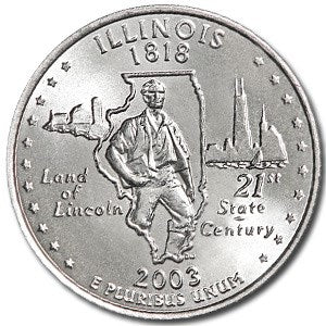 Illinois State Quarter Coin Lapel Pin Uncirculated U.S. Quarter 2003 Tie Pin