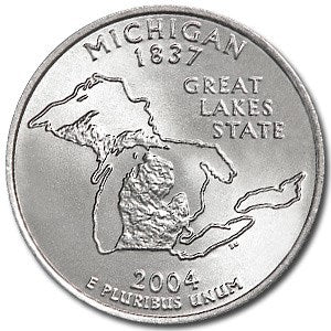 Michigan State Quarter Coin Lapel Pin Uncirculated U.S. Quarter 2004 Tie Pin