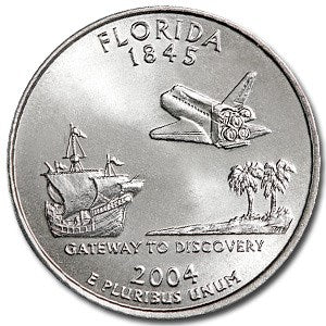 Florida State Quarter Coin Lapel Pin Uncirculated U.S. Quarter 2004 Tie Pin