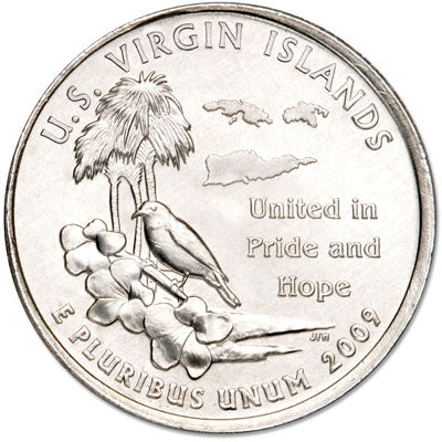 The U.S. Virgin Islands Coin Lapel Pin Uncirculated U.S. Quarter 2009 Tie Pin