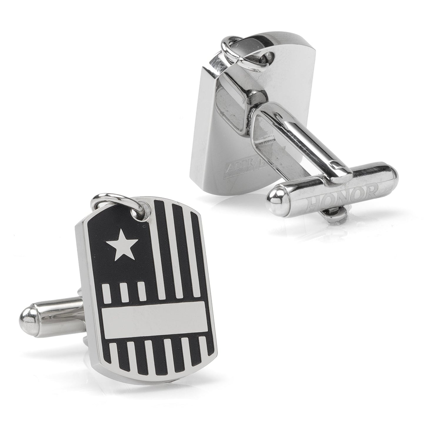 Antique Silver Military Tag Cufflinks