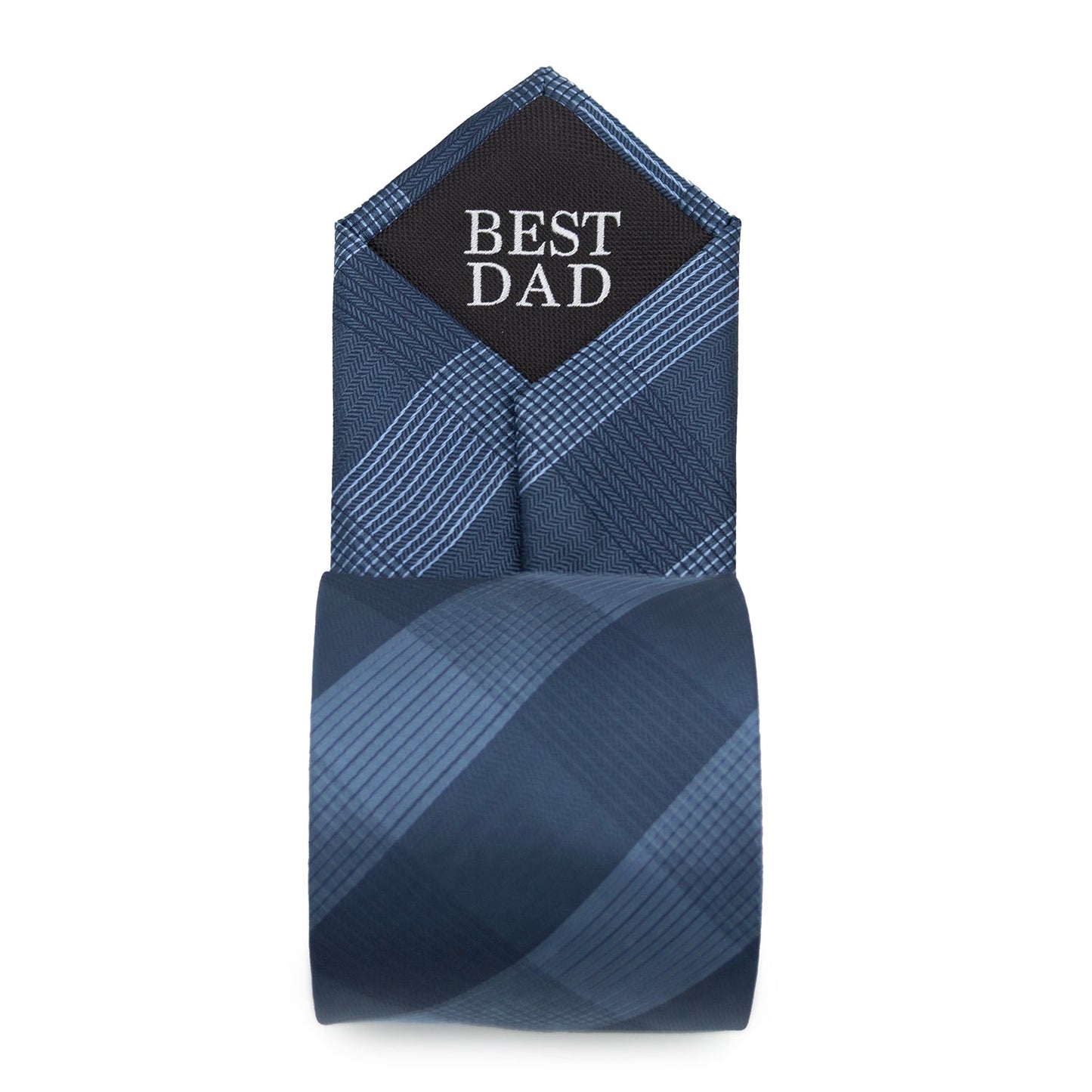 Best Dad Plaid Dark Blue Men's Tie