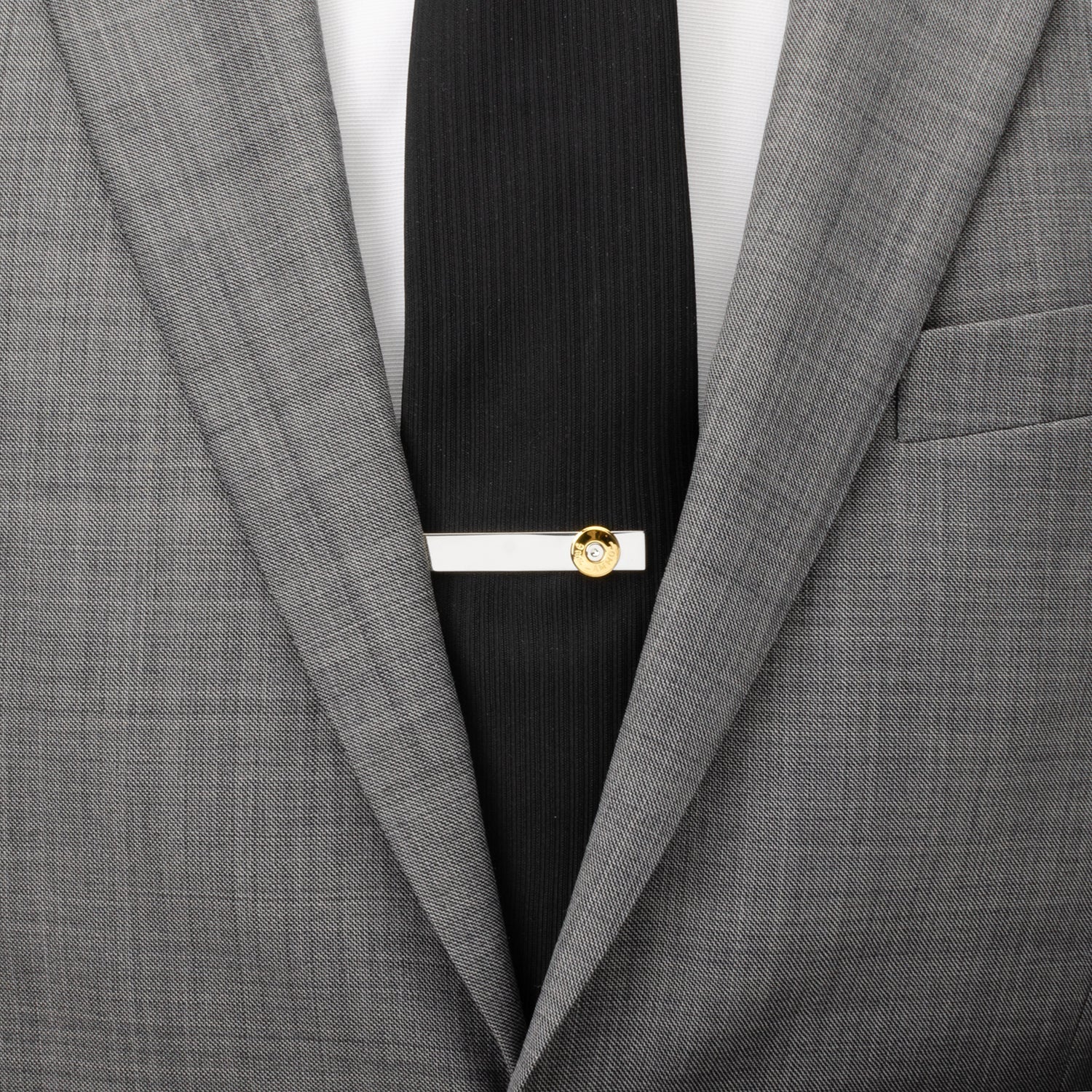 Silver tie clip with bullet detail – bold men’s gift for gun enthusiasts