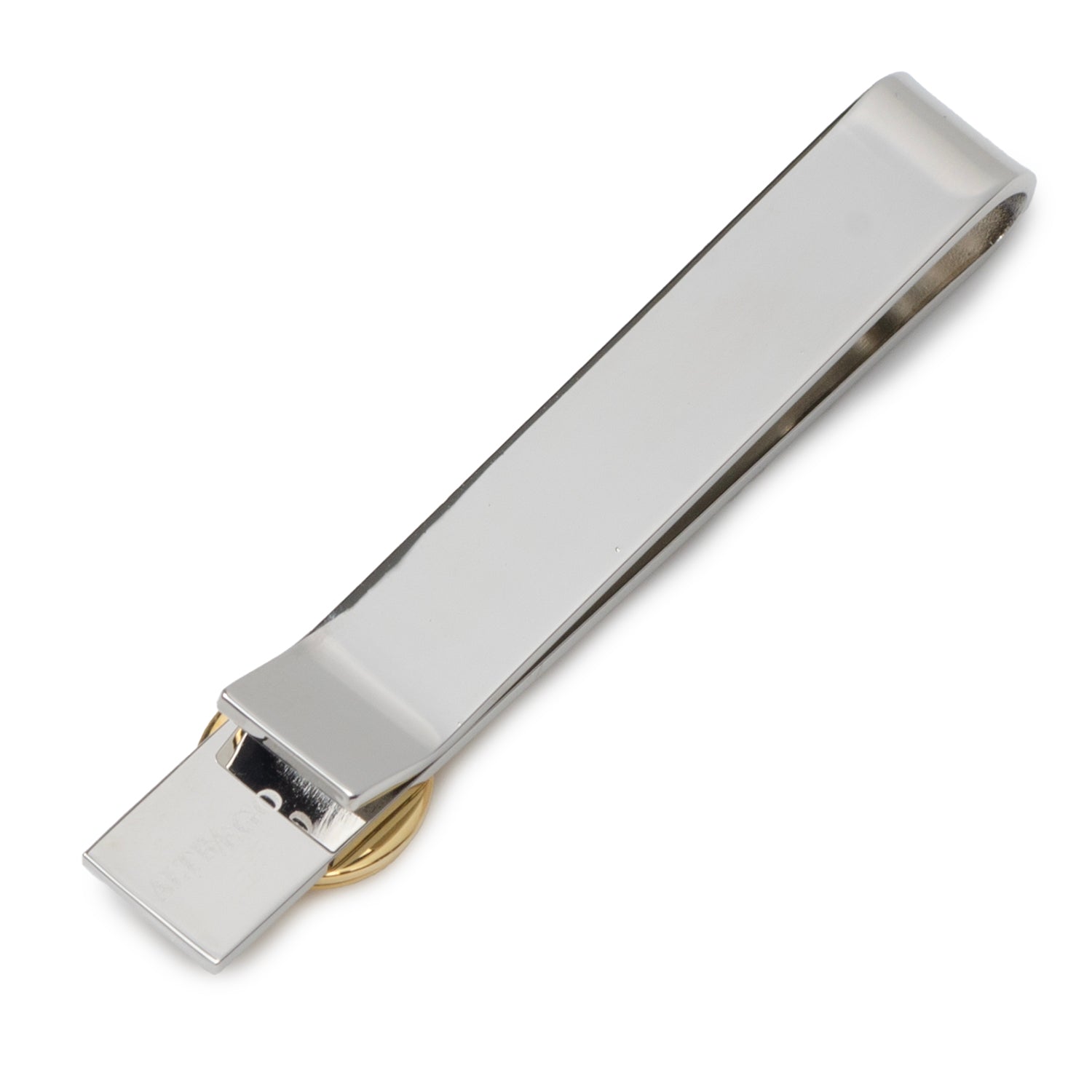 Silver tie clip on a white background