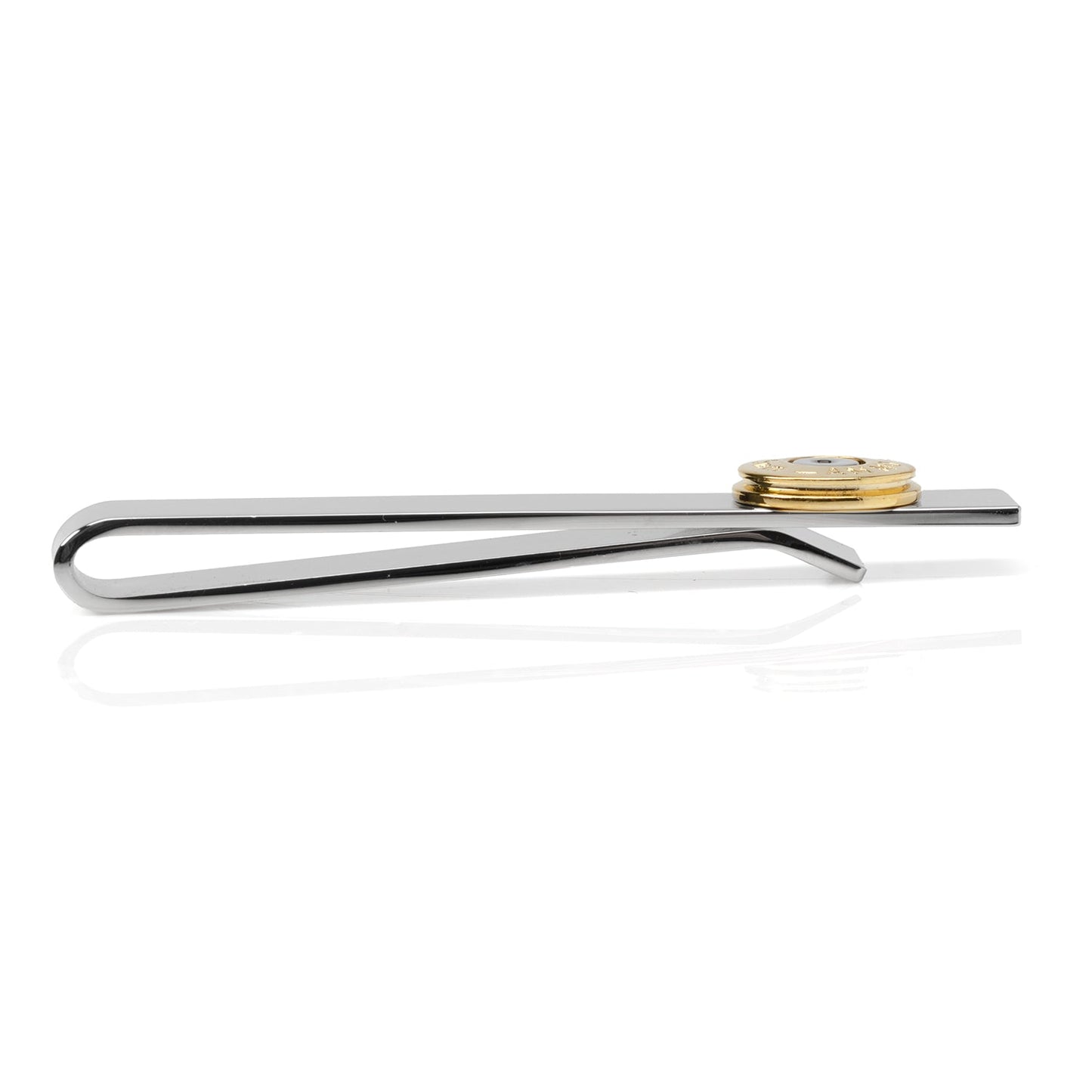 Silver tie clip with bullet detail – bold men’s gift for gun enthusiasts