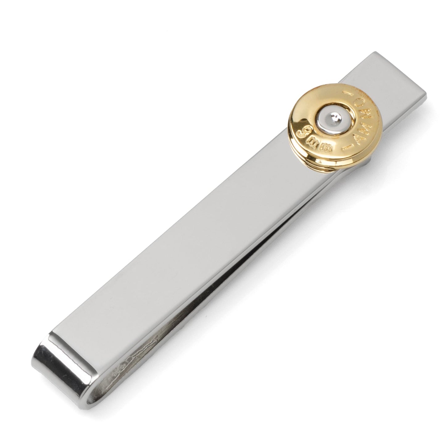 Silver tie clip with bullet detail – bold men’s gift for gun enthusiasts