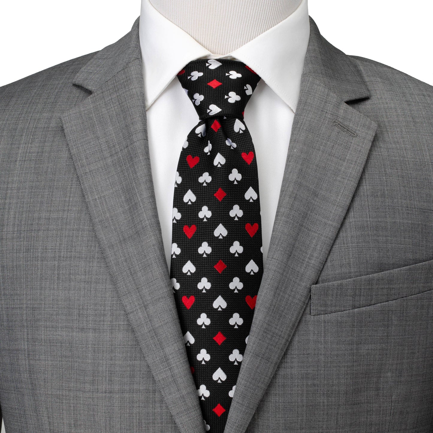 Card Suits Vegas Hidden Message Black Men's Tie