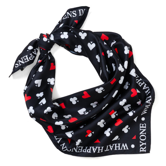 Satin Card Suits Vegas Black Scarf