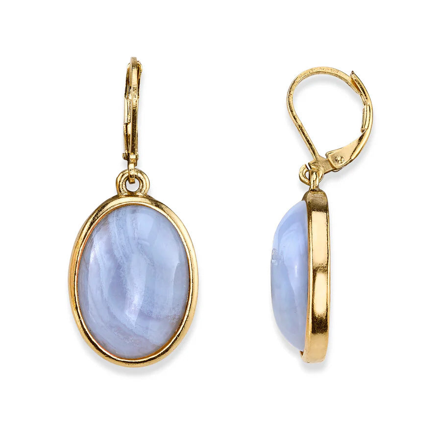 Women's Earrings Agate Jewelry Oval Gemstone Drop Earrings