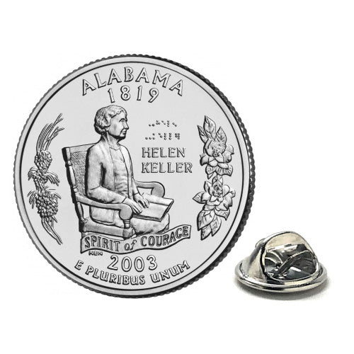 Alabama State Quarter Coin Lapel Pin Uncirculated U.S. Quarter 2003 Tie Pin