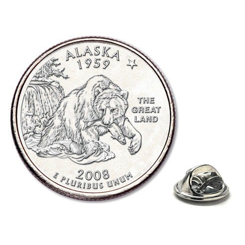 Alaska State Quarter Coin Lapel Pin Uncirculated U.S. Quarter 2008 Tie Pin