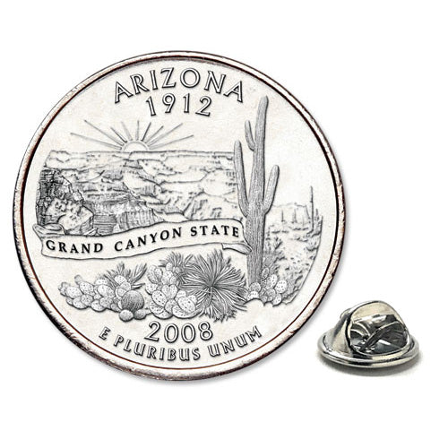 Arizona State Quarter Coin Lapel Pin Uncirculated U.S. Quarter 2008 Tie Pin