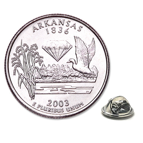 Arkansas State Quarter Coin Lapel Pin Uncirculated U.S. Quarter 2003 Tie Pin