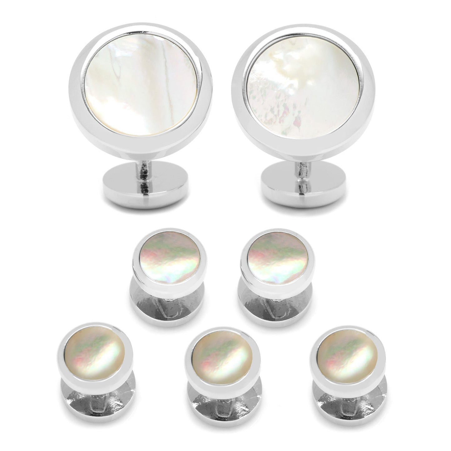 Double Sided Mother of Pearl Round Beveled 5-Stud Set