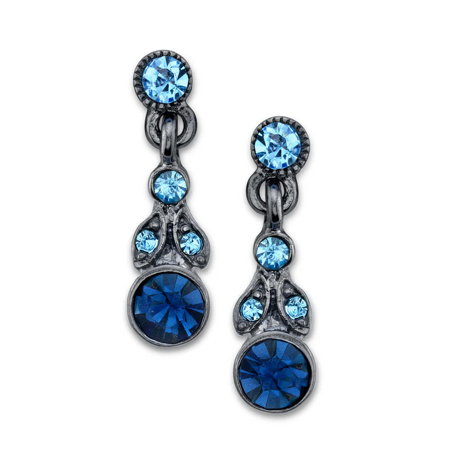 Women's Fashion Jewelry Light Sapphire & Montana Blue Euro Crystal Drop Earrings