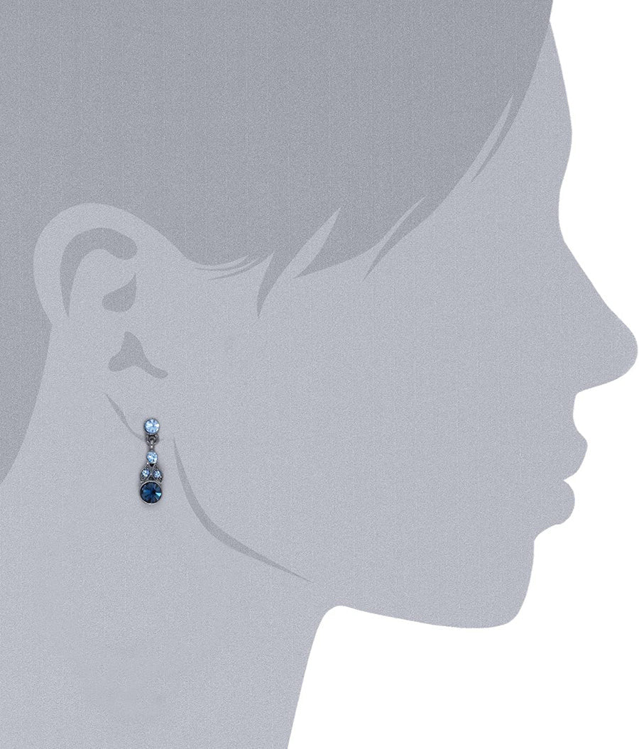 Women's Fashion Jewelry Light Sapphire & Montana Blue Euro Crystal Drop Earrings