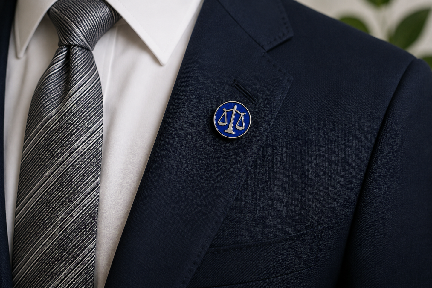 Scale of Justice Lapel Pin – Blue Enamel with Silver Trim | Lawyer, Judge, Law Student Gift