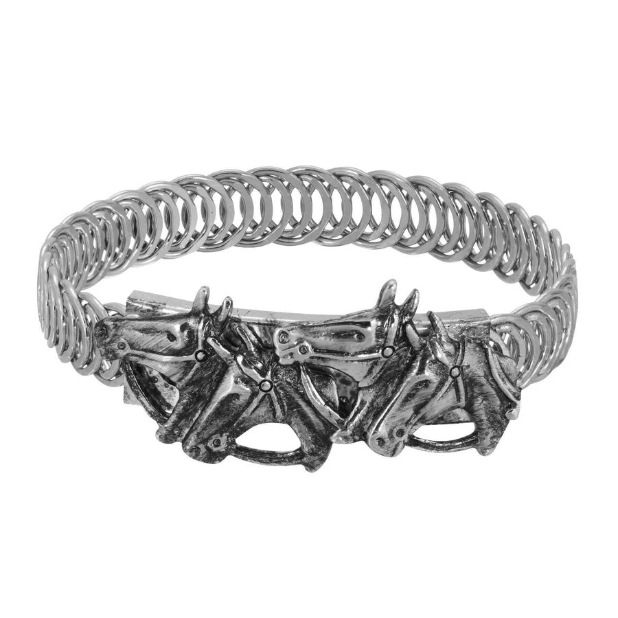 Women's Bracelet Pewter Jewelry Antiqued Horse Herd Buckle Bracelet