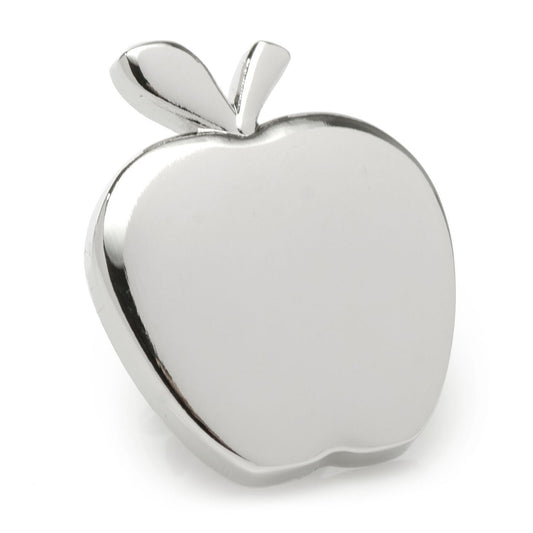 Silver apple-shaped pendant on a white background