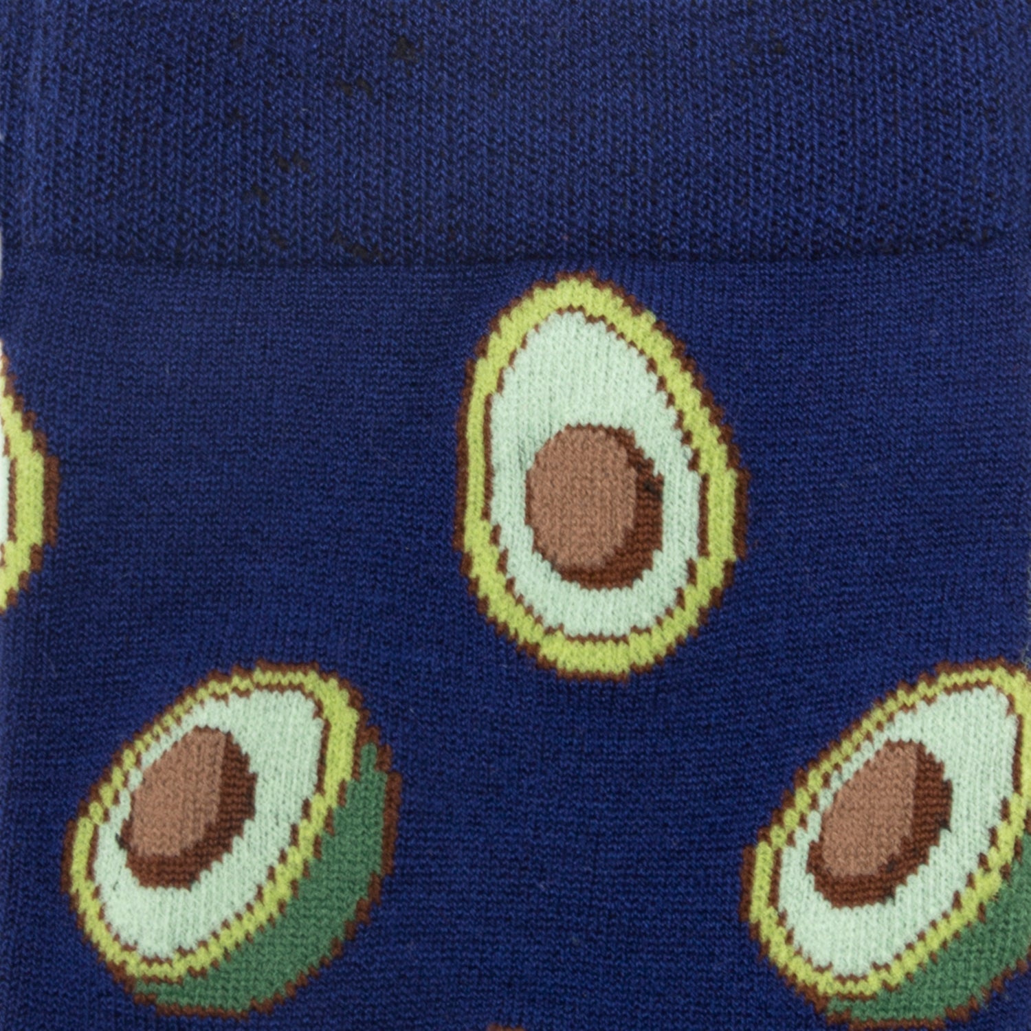 Navy sock with avocado pattern